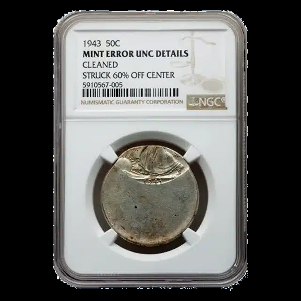 1943 Walking Liberty Half Dollar: Off-Center Strike
