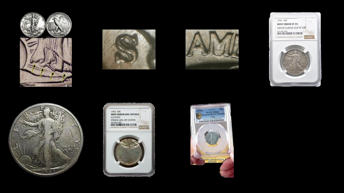 1943 Half Dollar Errors — error coin photographs