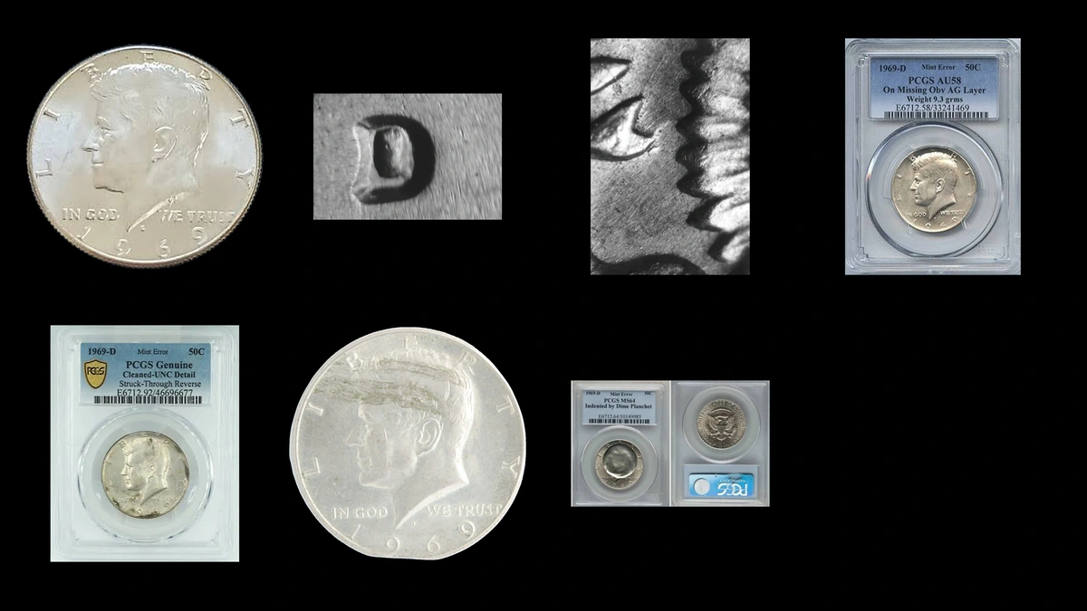 1969 Half Dollar Errors — error coin photographs