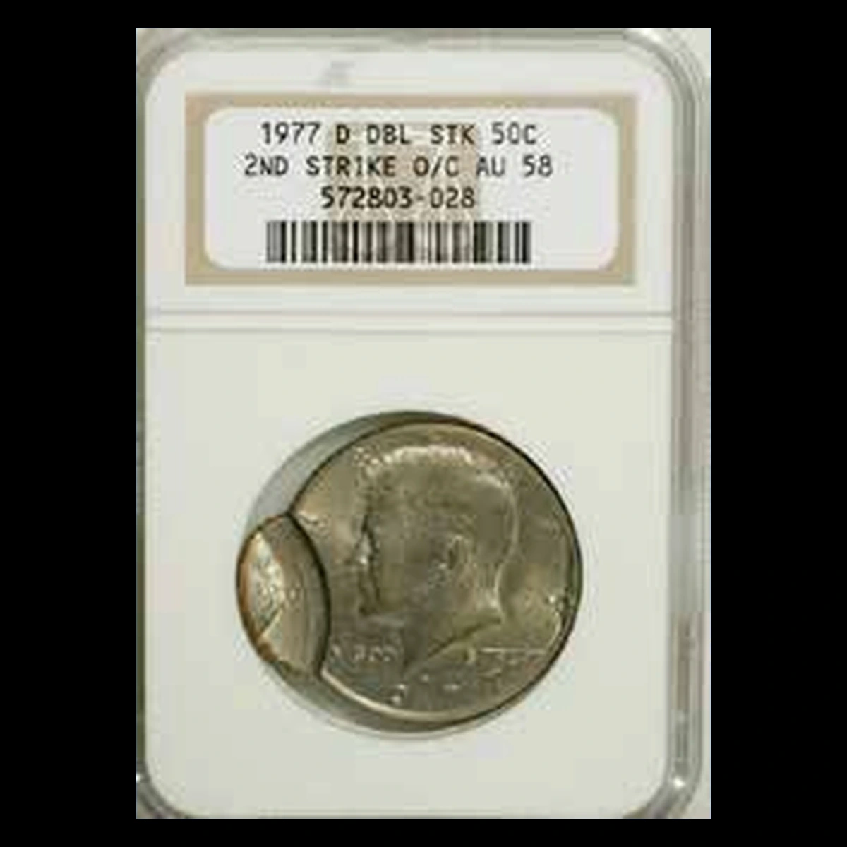 1977 Kennedy Half Dollar: double strike with an off-center second impression