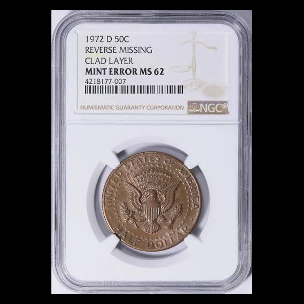 1972 Kennedy Half Dollar: Missing Clad Layer