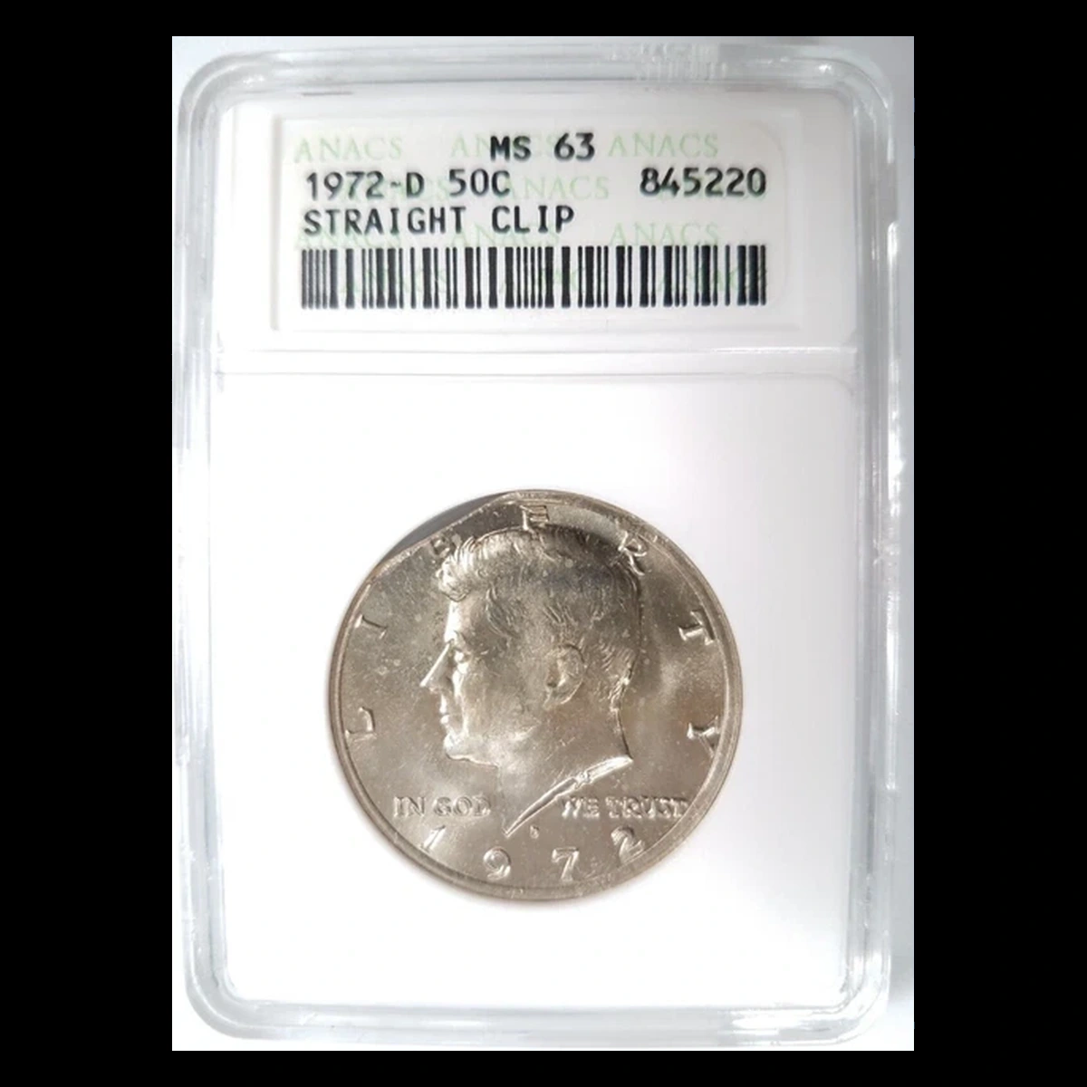 1972 Kennedy Half Dollar: Clipped Planchet