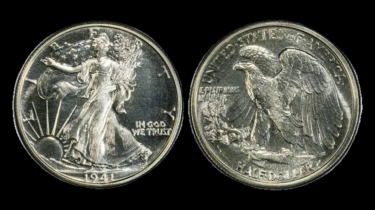 1941 Walking Liberty Half Dollar: Overpolished Die