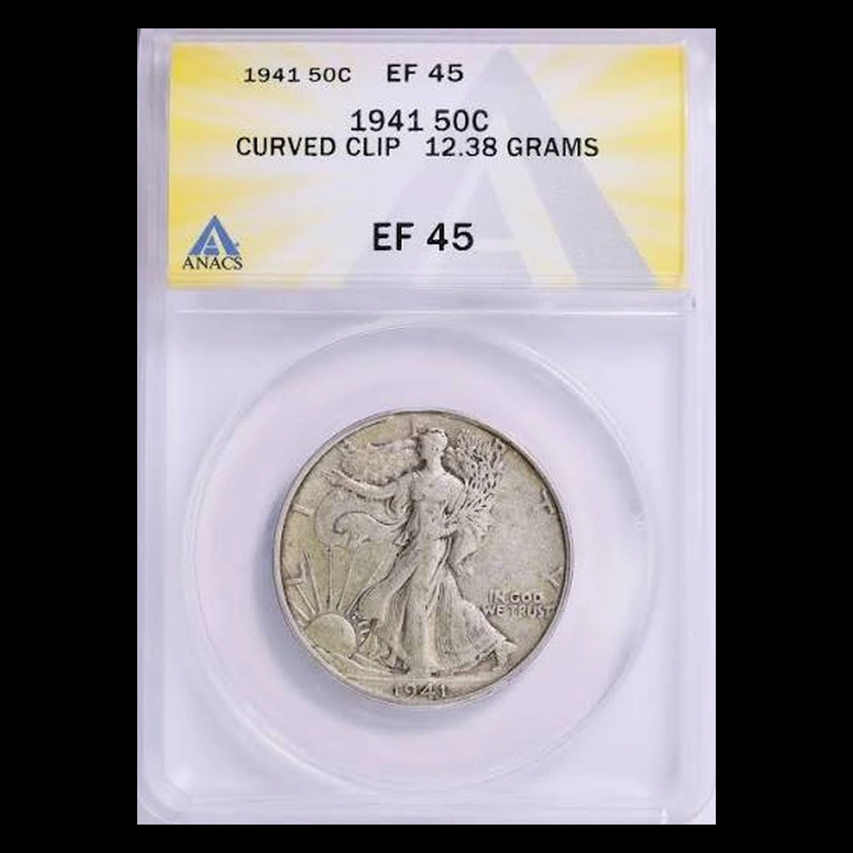 1941 Walking Liberty Half Dollar: Clipped Planchet