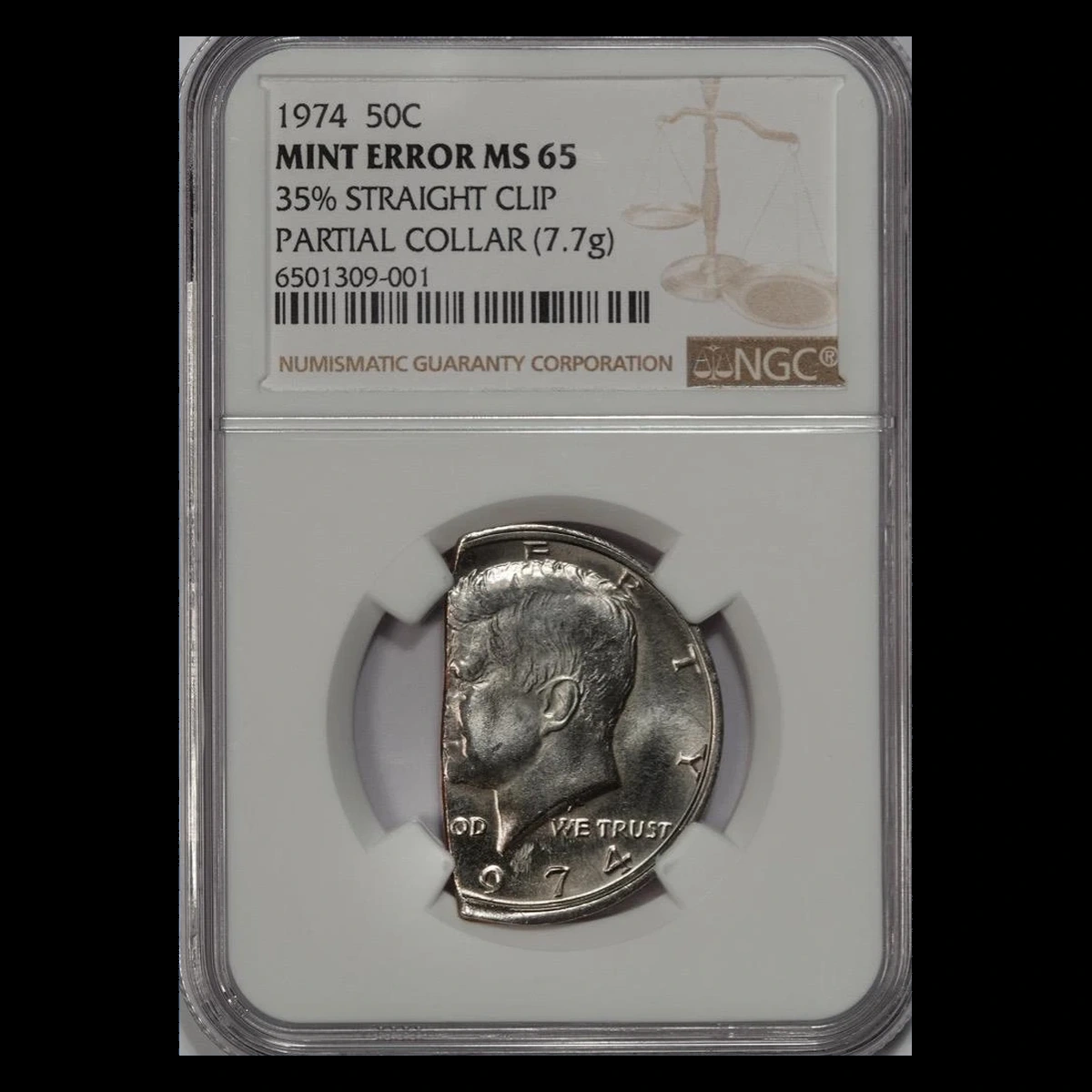1974 Kennedy Half Dollar: Clipped Planchet