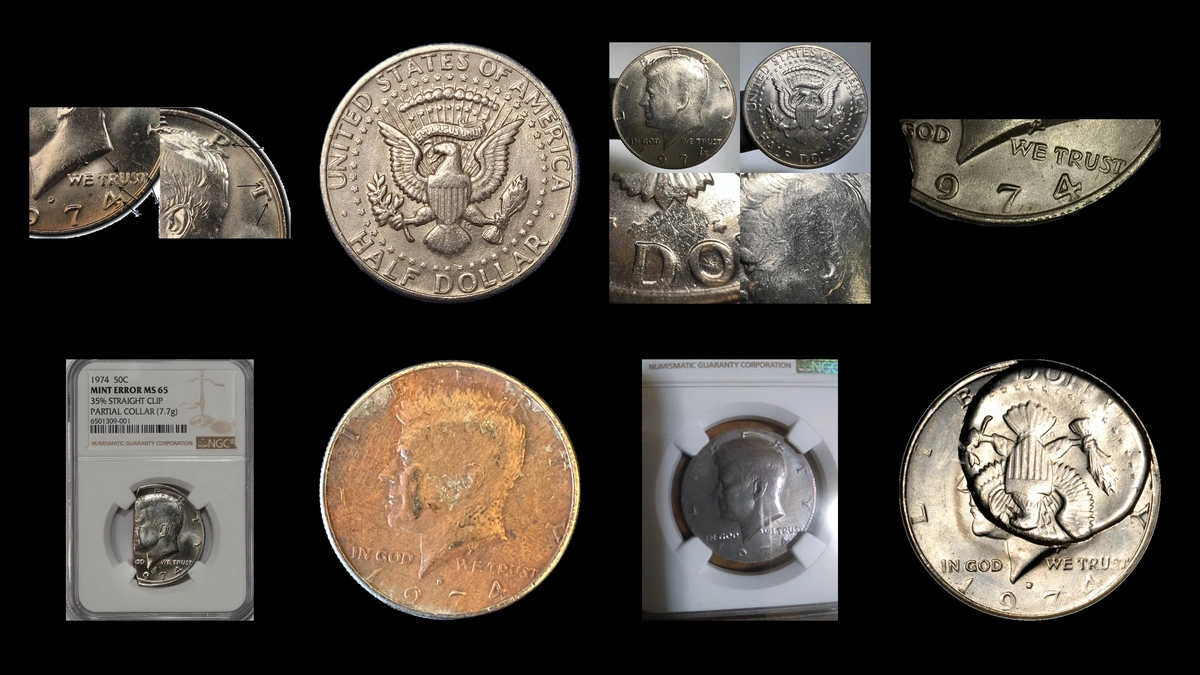 1974 Half Dollar Errors — error coin photographs