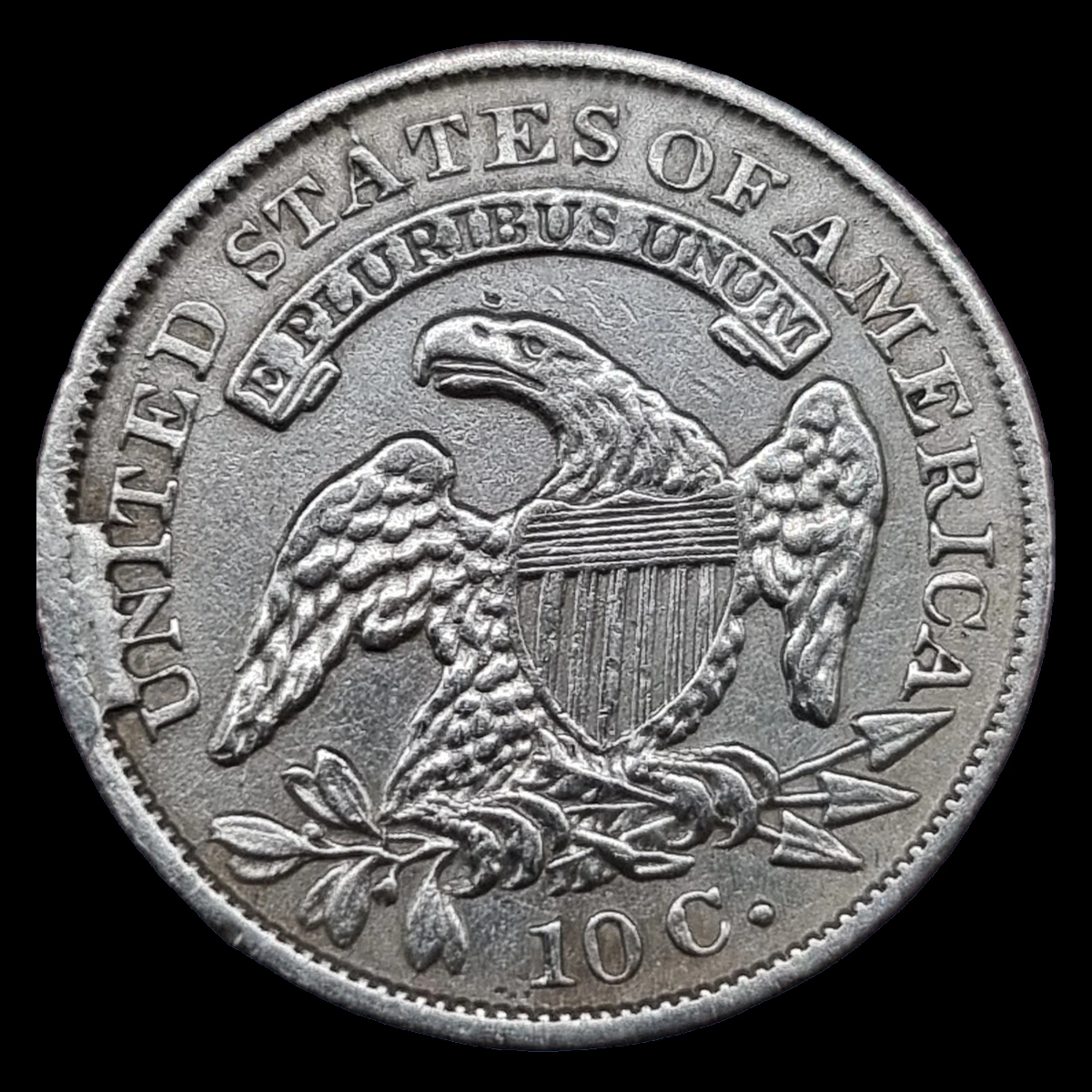 1831 Capped Bust Dime: Die Break