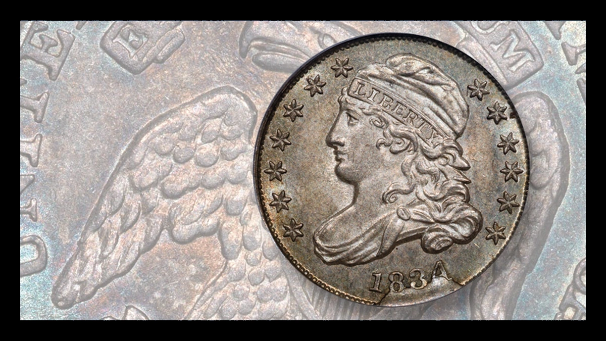1834 Capped Bust Dime: Die Break