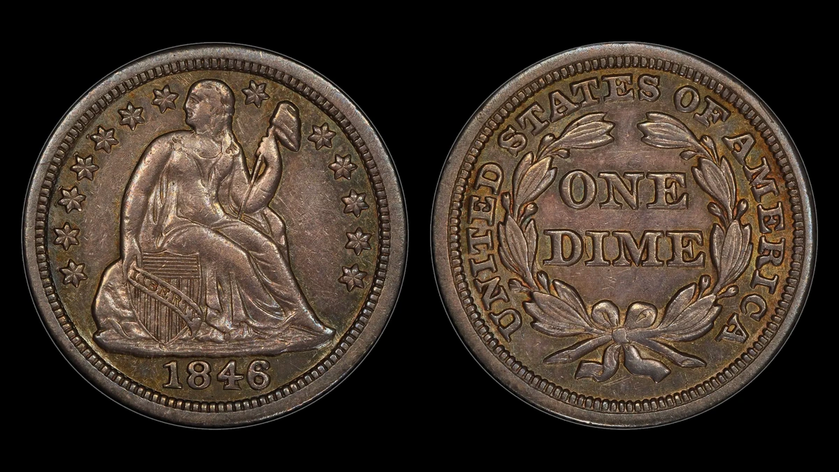 1846 Liberty Seated Dime, obverse and reverse