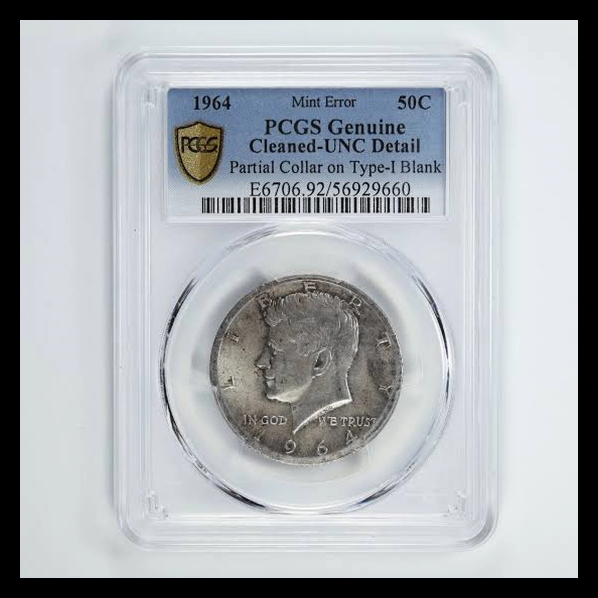 1964 Kennedy Half Dollar: Partial Collar