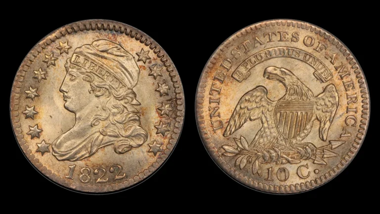 1822 Capped Bust Dime, obverse and reverse