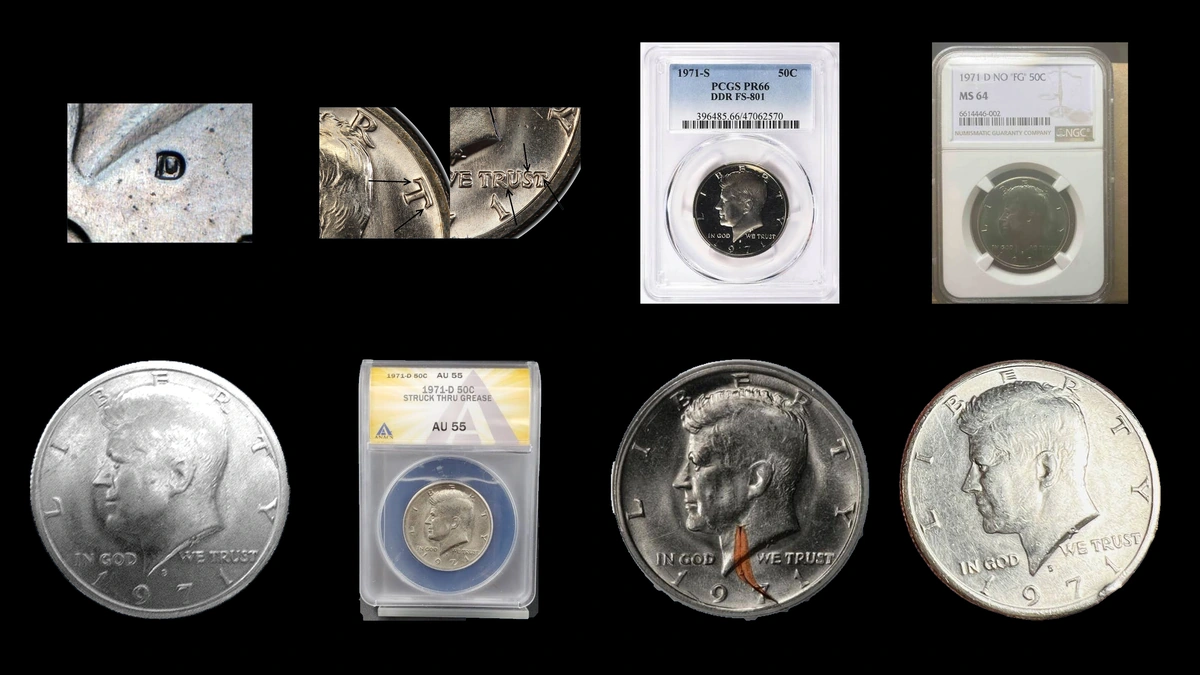 1971 Half Dollar Errors — error coin photographs