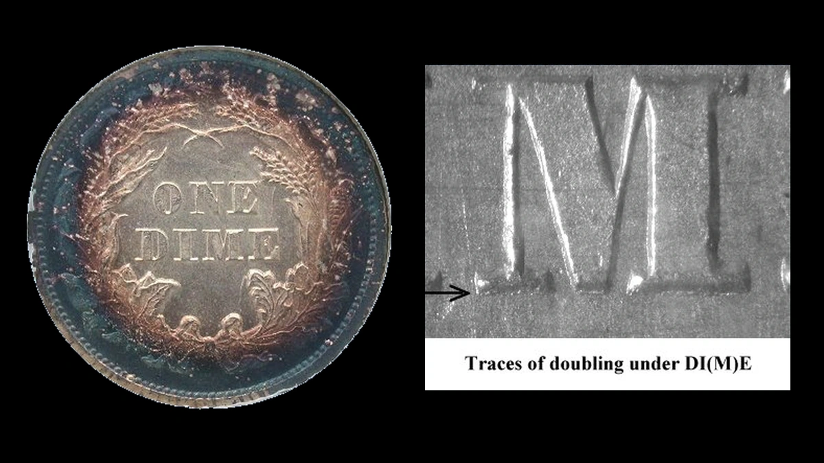 1866 Dime Errors — error coin photographs