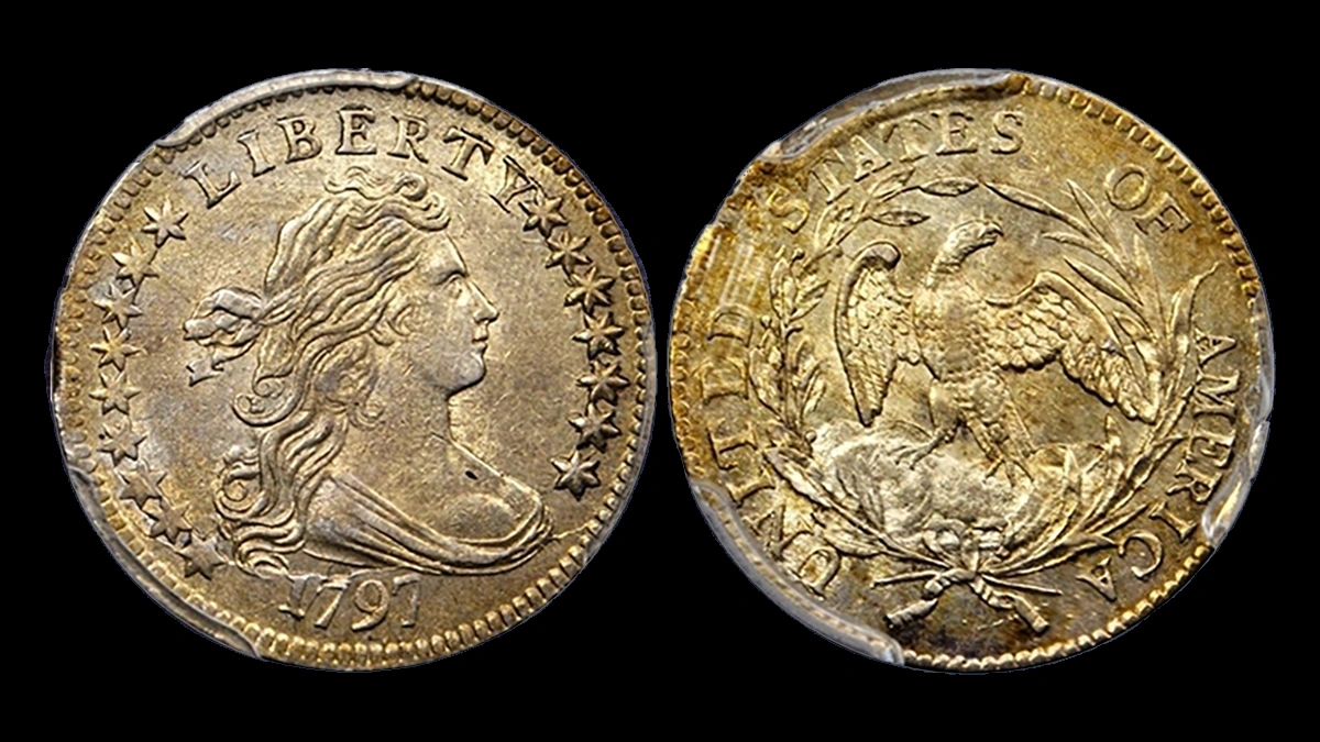 1797 Draped Bust Dime: Die Crack / Die Chip
