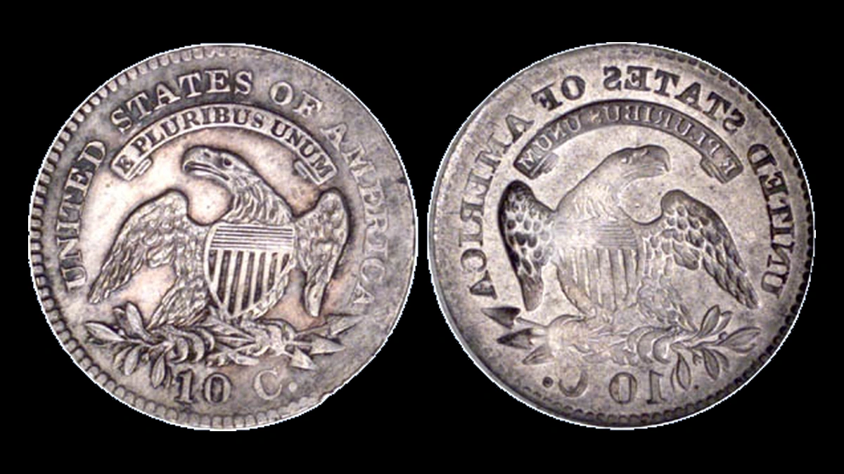 1827 Capped Bust Dime: Brockage
