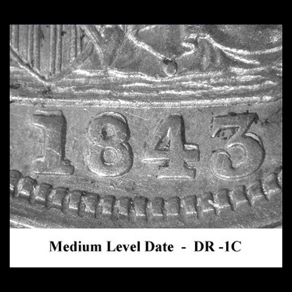 1843 Liberty Seated Dime: Repunched Date