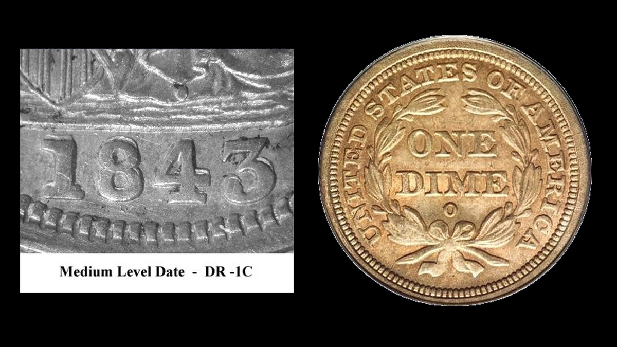 1843 Dime Errors — error coin photographs