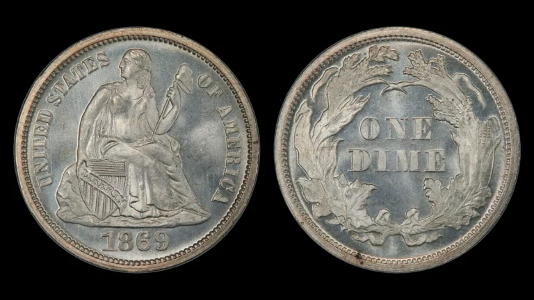 1869 Liberty Seated Dime, obverse and reverse