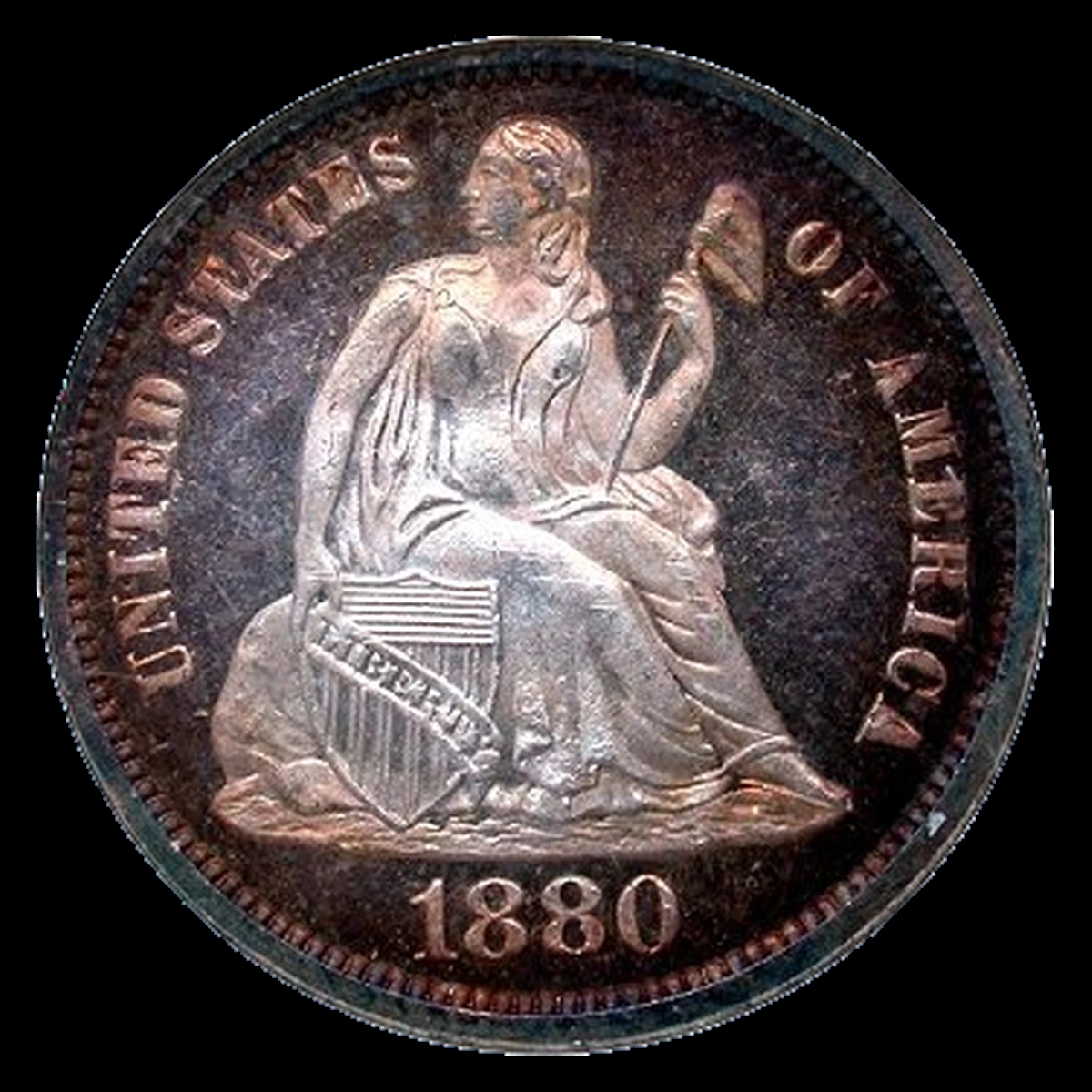 1880 Liberty Seated Dime: Doubled Die Obverse