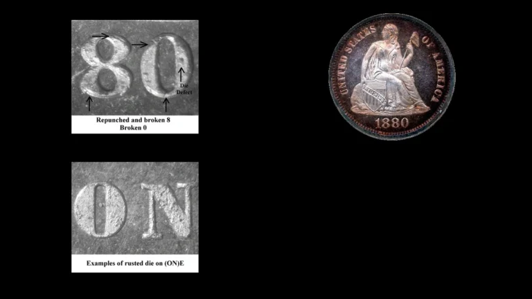 1880 Dime Errors — error coin photographs