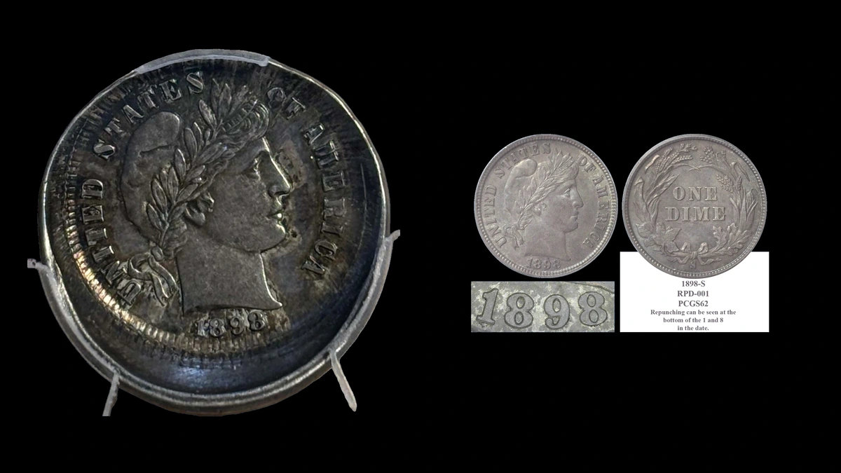 1898 Dime Errors — error coin photographs