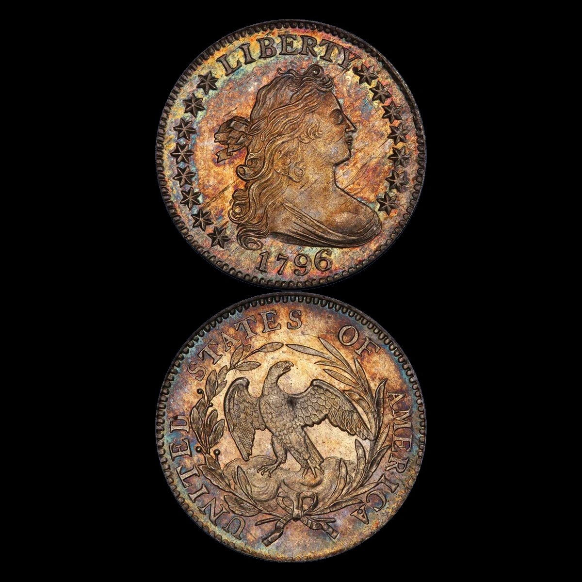 1796 Draped Bust Dime: Die Crack / Die Chip