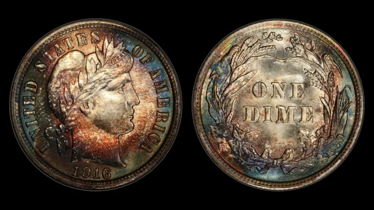 1916 Barber Dime, obverse and reverse