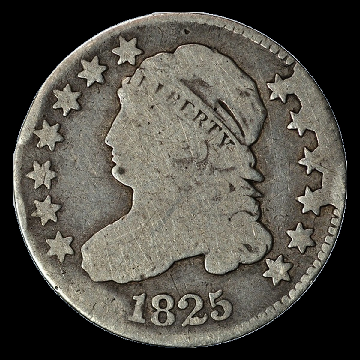 1825 Capped Bust Dime: Die Break