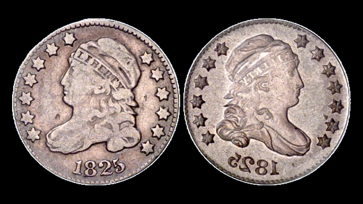 1825 Capped Bust Dime: Brockage