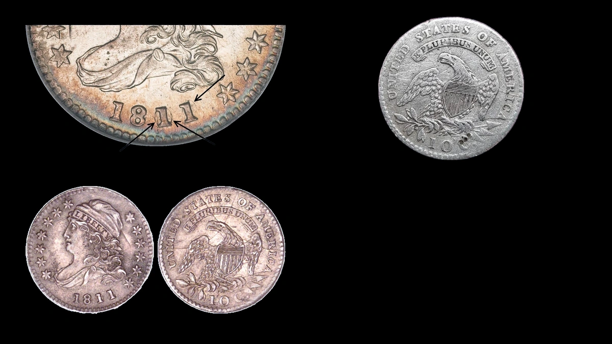 1811 Dime Errors — error coin photographs