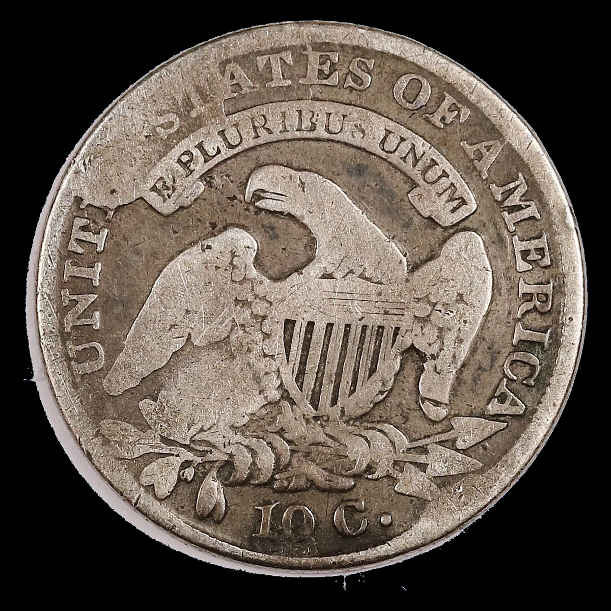 1833 Capped Bust Dime: Die Break / Cud