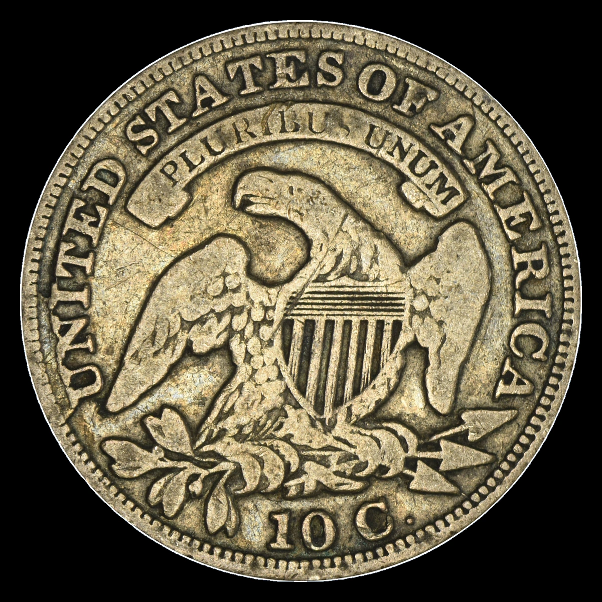 1830 Capped Bust Dime: Die Break