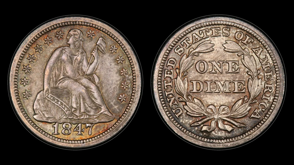 1847 Liberty Seated Dime, obverse and reverse