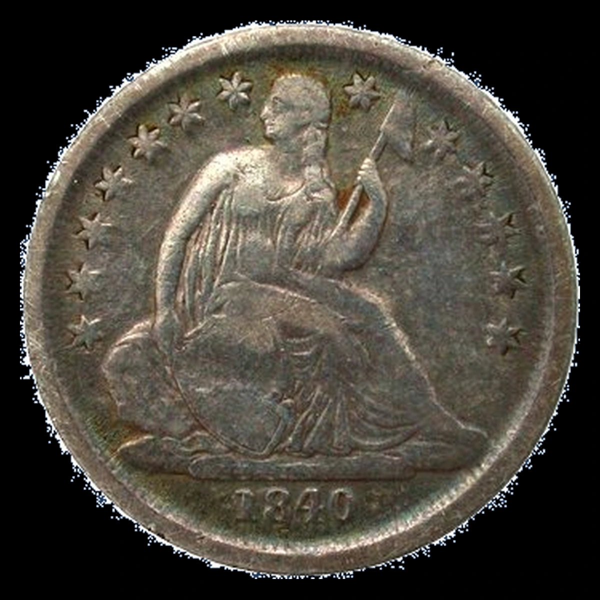 1840 Liberty Seated Dime: Struck Through