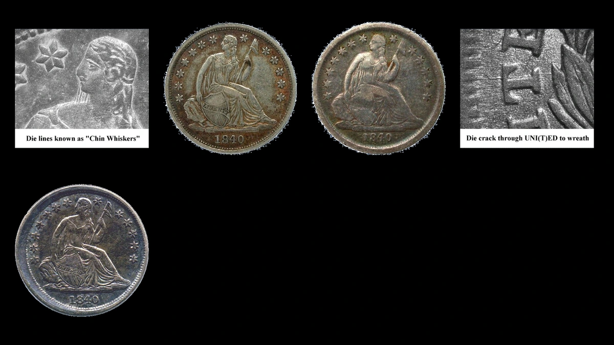 1840 Dime Errors — error coin photographs