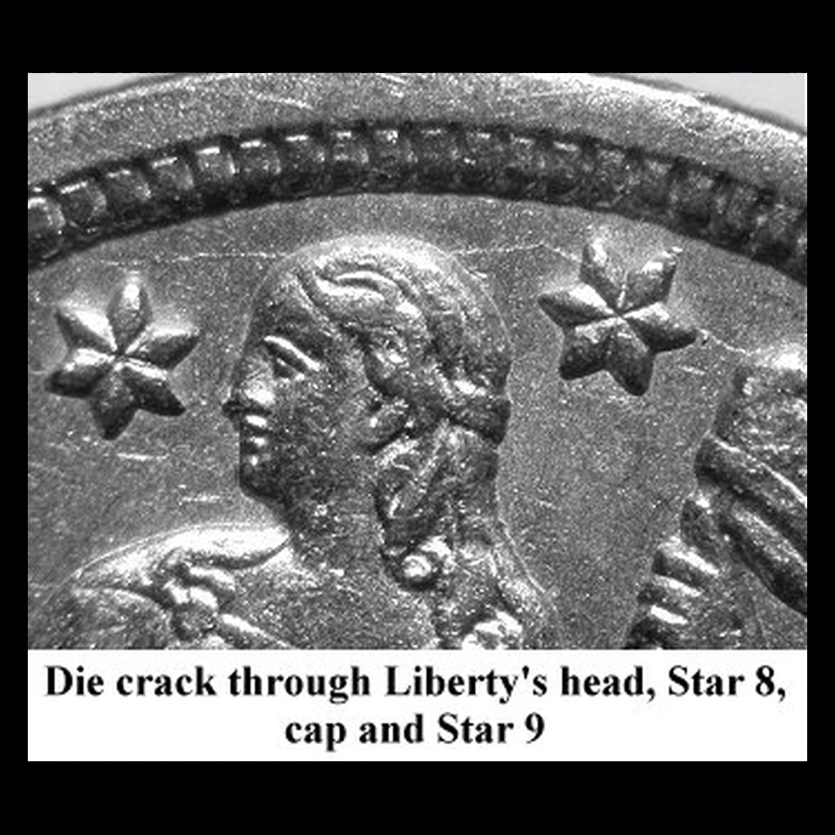 1852 Liberty Seated Dime: Die Crack / Die Chip