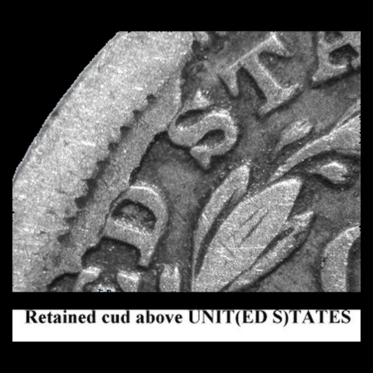 1852 Liberty Seated Dime: Die Break / Cud