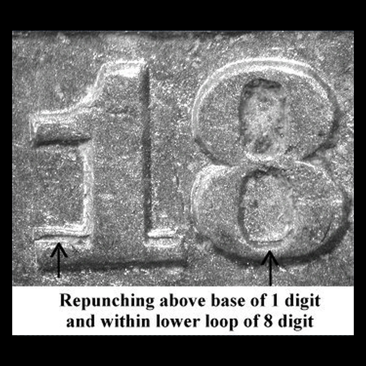 1868 Liberty Seated Dime: Repunched Date