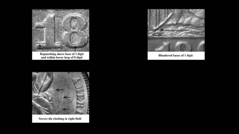 1868 Dime Errors — error coin photographs