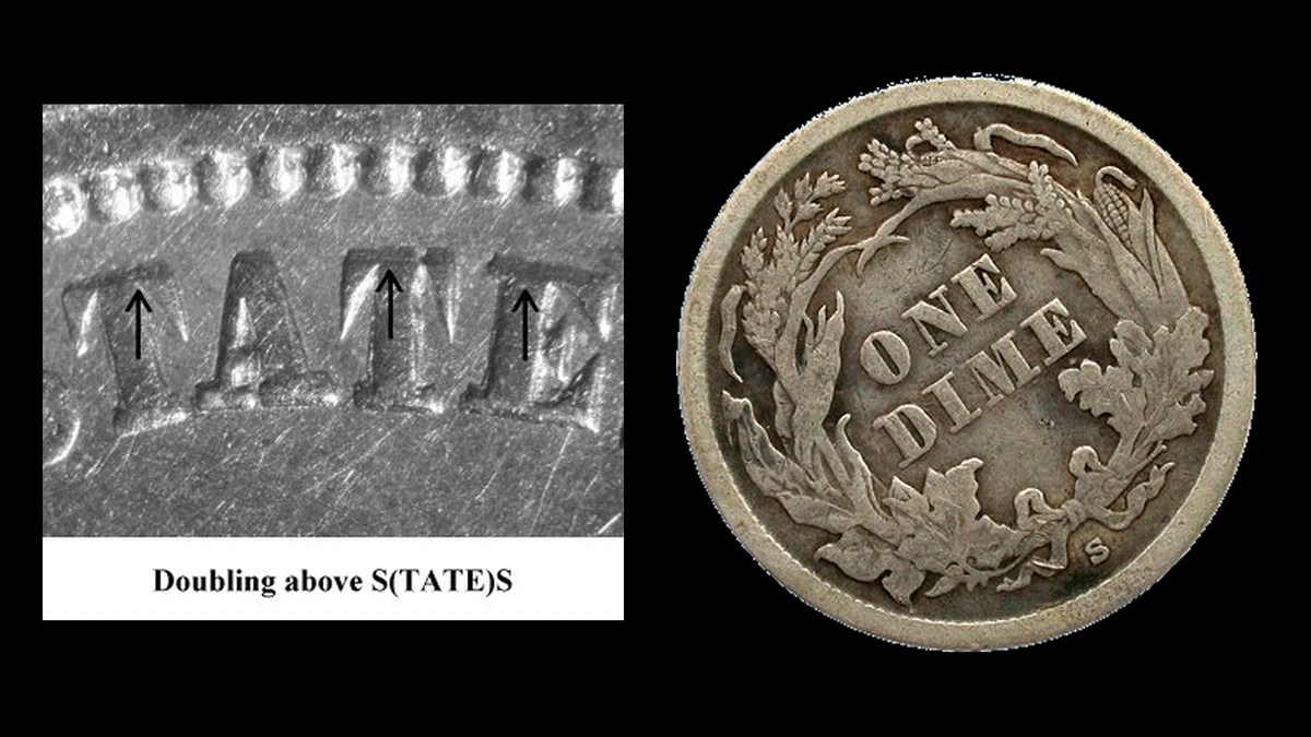1862 Dime Errors — error coin photographs