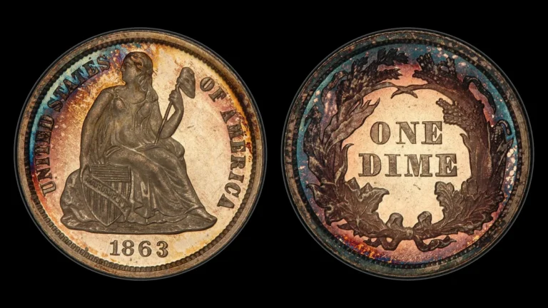 1863 Liberty Seated Dime, obverse and reverse