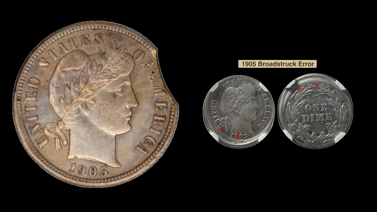 1905 Dime Errors — error coin photographs