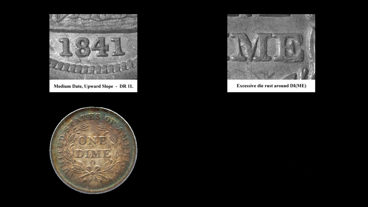 1841 Dime Errors — error coin photographs