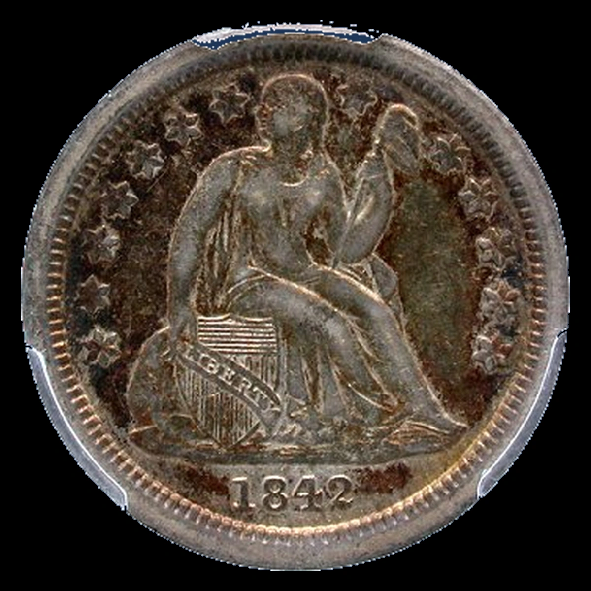 1842 Liberty Seated Dime: Overpolished Die