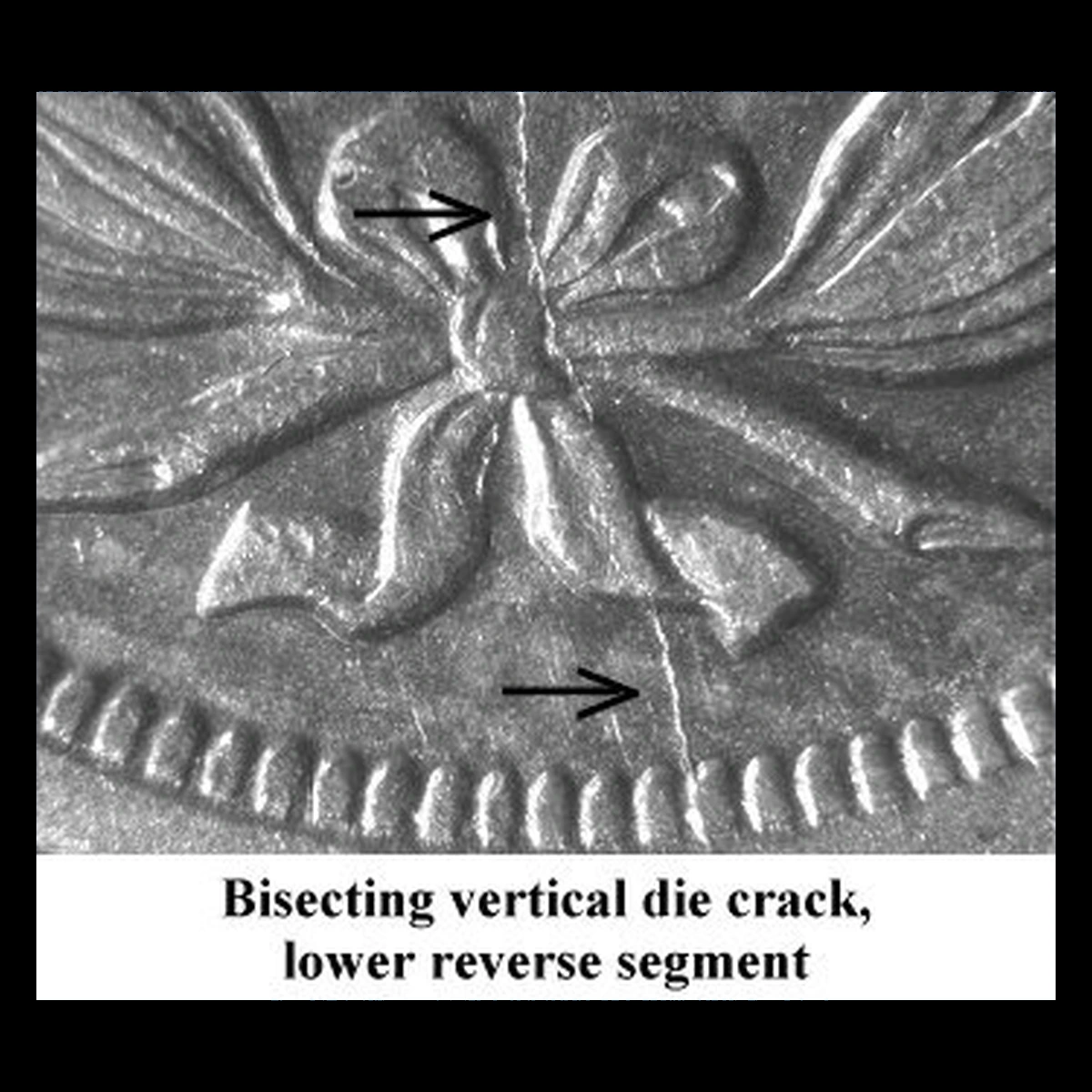 1845 Liberty Seated Dime: Die Crack / Die Chip
