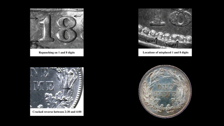 1885 Dime Errors — error coin photographs