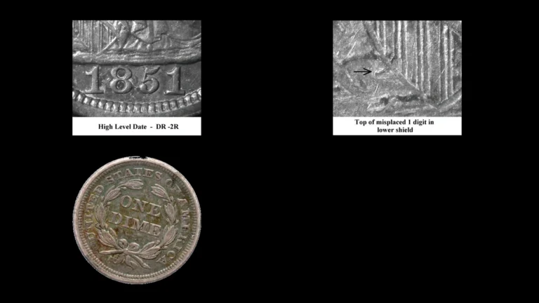 1851 Dime Errors — error coin photographs