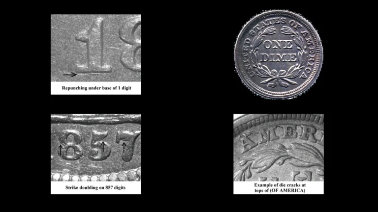 1857 Dime Errors — error coin photographs
