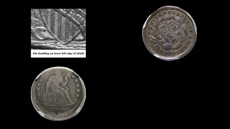 1858 Dime Errors — error coin photographs
