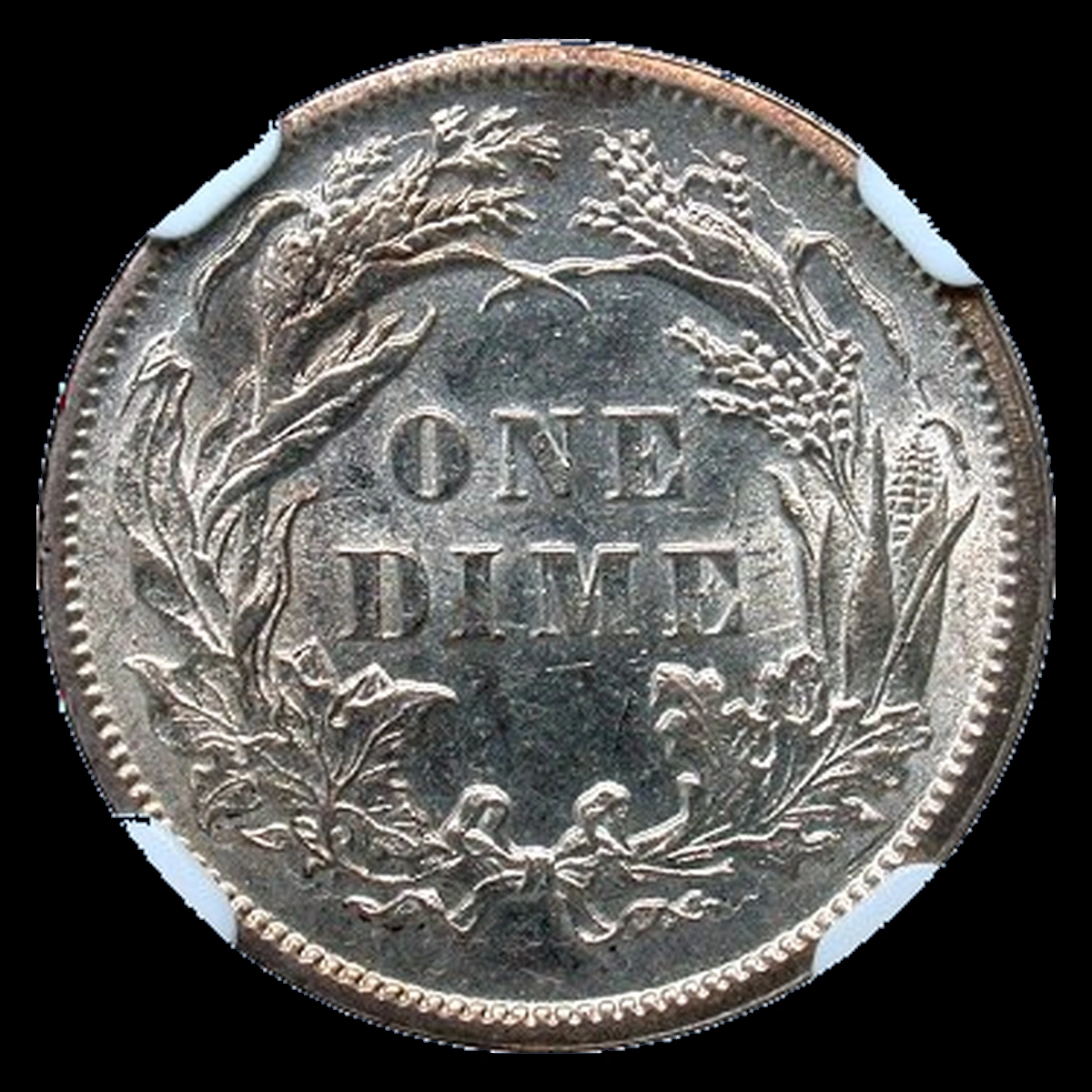 1884 Liberty Seated Dime: Clashed Dies